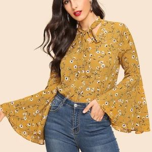 GOLD TIE NECK FLOUNCE SLEEP TOP